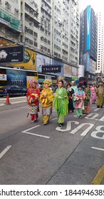 HONG KONG - October 24 2015: Participants At A Charity Walk March  Parade On The Streets Of Hong Kong Around The Causeway Bay Area.