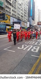 HONG KONG - October 24 2015: Participants At A Charity Walk March  Parade On The Streets Of Hong Kong Around The Causeway Bay Area.