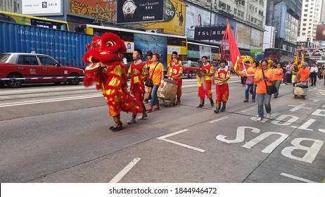 HONG KONG - October 24 2015: Participants At A Charity Walk March  Parade On The Streets Of Hong Kong Around The Causeway Bay Area.