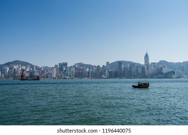 Hong Kong - October 7, 2018: View Of Victoria Harbour And Hong Kong Skyline During Daytime.