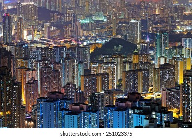 hong kong public housing at night