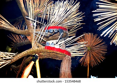 HONG KONG, SEPTEMBER 20: Dragon Dancing In Hong Kong Tai Hang Fire Dragon Dance In Tai Hang On 29 Sept 2012. Every Years Villagers Stage A Fire Dance To Stop A Plague Wreaked Havoc And Pray The God