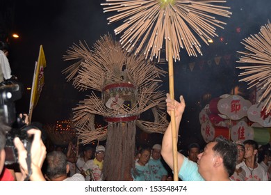 HONG KONG, SEPTEMBER 20: Dragon Dancing In Hong Kong Tai Hang Fire Dragon Dance In Tai Hang On 20 Sept 2012. Every Years Villagers Stage A Fire Dance To Stop A Plague Wreaked Havoc And Pray The God