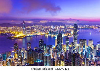 Hong Kong Skyline At Dawn