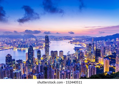 Hong Kong Skyline At Dawn