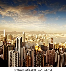 Hong Kong Skyline At Night