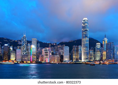 Hong Kong Skyline At Night