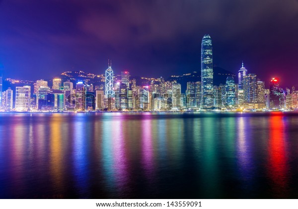 Hong Kong Skyline Night Stock Photo 143559091 | Shutterstock