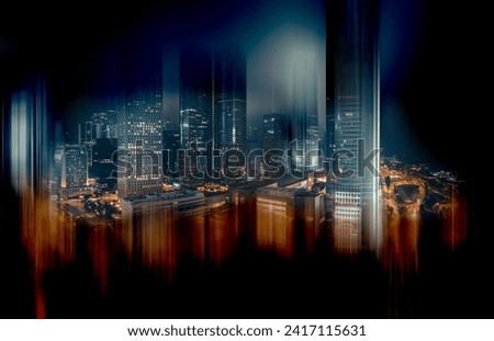 Similar – Illuminated skyscrapers in Frankfurt/Main during the blue hour