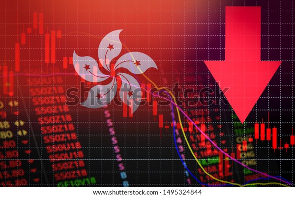 Hong Kong stock exchange market trading graph\
business crisis red price down chart fall finance economy Free Hong\
Kong from china effects of Protest rally extradition bill and trade\
wars export import