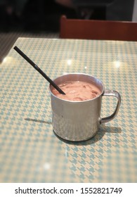 Hong Kong Style Iced Milk Tea Served In A Metal Cup