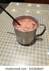 Hong Kong Style Iced Milk Tea Served In A Metal Cup