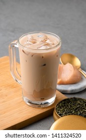 Hong Kong Style Milk Tea With Ice In A Clean Glass