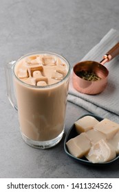 Hong Kong Style Milk Tea With Ice In A Clean Glass