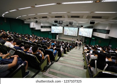 The Hong Kong University Of Science And Technology,  Clear Water Bay, Sai Kung, Hong Kong - 20 September 2018: Students Sitting At The Lecture Hall To Attend The Lecture.