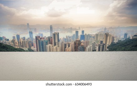 Hong Kong View From A Rooftop Pool