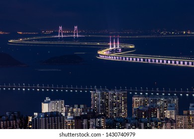 Hong Kong Zhuhai Macao Bridge In The Twilight