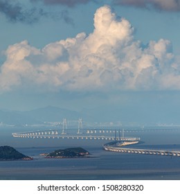 Hong Kong Zhuhai Macao Bridge Over The Ocean In The South China Sea