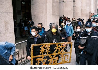 Hong Kong,China -Feb 9 2021 : Media Tycoon Jimmy Lai Apeared In The Court Of Final Appeal For The Judgement Of His Bail Application