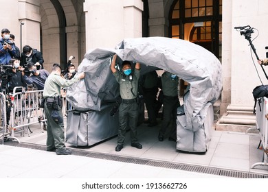 Hong Kong,China -Feb 9 2021 : Media Tycoon Jimmy Lai Apeared In The Court Of Final Appeal For The Judgement Of His Bail Application