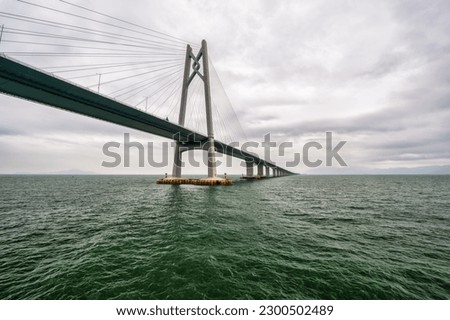 The Hong Kong-Zhuhai-Macao Bridge over the sea.
