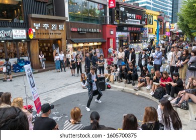 Hongdae, Seoul / South Korea - 09-20-2018: Hongdae Street Performance