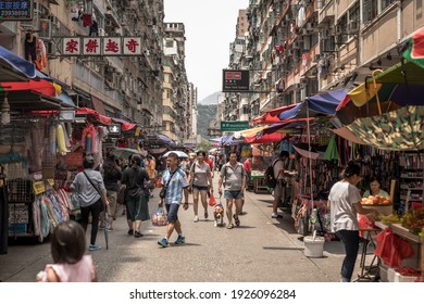 Hongkong, China - May 14th 2017, Mong Kok District Street Life