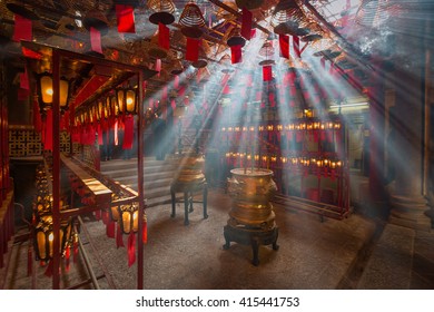 Hongkong, Hongkong- March 27, 2016 : Man Mo Temple In Hong Kong, It Is One Of The Famous Temple. 