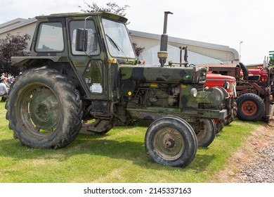Honiton.Devon.United Kingdom.July 2nd 2021.A Volvo BM T650 tractor formerly used by the Swedish army is on display at the Devon county show