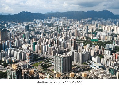 HONK KONG Ã¢Â?Â? JULY 14: Aerial View Of Hong Kong City On July 14, 2013. Hong Kong Is One Of The World's Leading International Financial Centers And Has A Major Capitalist Service Economy.