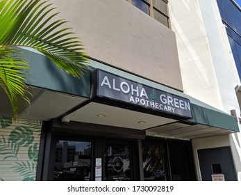 Honolulu - April 20, 2019: Aloha Green Apothecary Store, Which Is  Is A Licensed Medical Cannabis Dispensary, In Honolulu, Hawaii.
