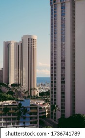 Honolulu, Hawaii November 2nd 2019: A View Of The Harbor From The Ala Moana Hotel At Sunset. 