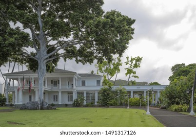 Honolulu, Hawaii, USA.  August 29, 2019.  Historic Washington Place Home To Hawaii's Governor.  