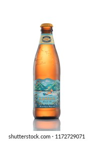 Honolulu, Hawaii / USA - August 31, 2018: A Bottle Of Kanaha Blonde Ale Brewed By Kona Brewing Company On White Background