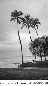 Honolulu, Hawaii, USA.  December 10, 2021.  Family Enjoying A Peaceful Day On The Beach In Waikiki.