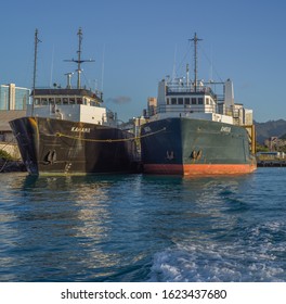 Honolulu, Hawaii, USA.  Jan.  22, 2020.  Two Undersea Cable Ships In Port And Waiting For A Cable Repair.