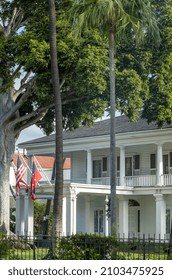 Honolulu, Hawaii, USA.  January 9, 2022.  Profile View Of Washington Place, Residence Of The Governor Of The State, For Use As A Postcard.