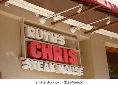 Honolulu, Hawaii USA - July 30 2022: Logo Of Ruth's Chris Steak House In Waikiki, Honolulu.