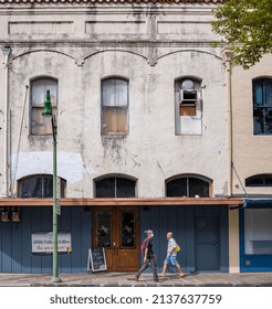 Honolulu, Hawaii, USA,  March 21, 2022.  Urban Decay In The Old Town Section Where Only Bars Remain In Business.