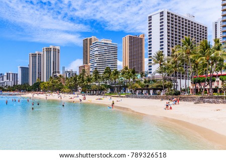Honolulu, Hawaii. Waikiki Beach in Honolulu.