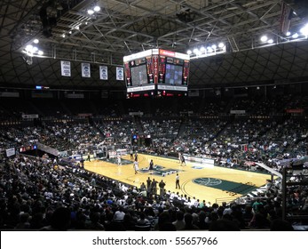 HONOLULU, HI - FEBRUARY 27: Nevada 63 Vs. Hawaii 74: Arena View With Players Waiting An In-bounds Pass February 27, 2010 At The Stan Sheriff Center In Honolulu, Hawaii.