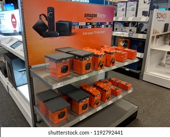 Honolulu - July 8, 2018: Amazon Fire TV Display Asking 'Can Your TV Do That?' On Display At Best Buy Store.