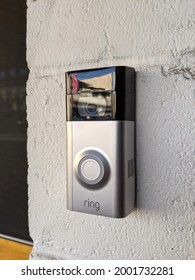 Honolulu - June 29, 2020:  Ring Doorbell 2 Mounted On Building Entrance.  Rind Doorbell Is A  Video Doorbell That Lets You See, Hear And Speak To People From Your Phone, Tablet, Or Select Echo Device.