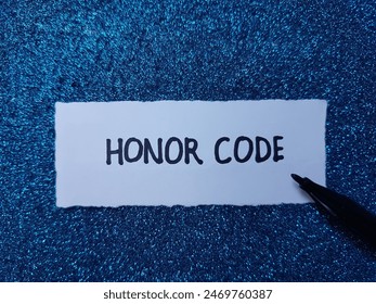 Honor code writting on blue background.