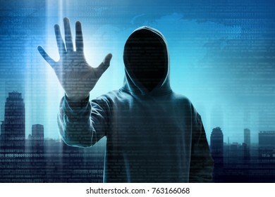Hooded computer hacker