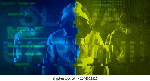 Hooded Hacker Cyber War  Concept  