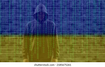 Hooded Hacker Cyber War Concept