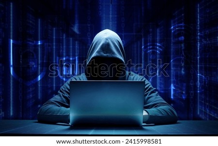 hooded hacker online security concept