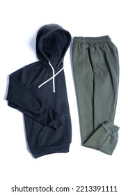 Hoodie And Sweat Pants Or Sweater And Jogger Pants Navy Color And Green