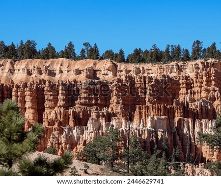 Hoodoo Rock Formation Landscape View at Bryce Canyon National Park in Utah, USA